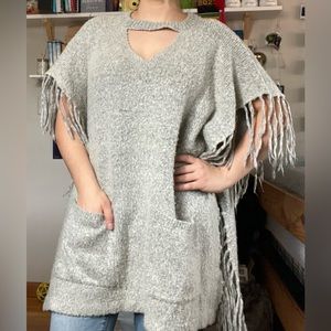 Steve Madden Grey Poncho Sweater